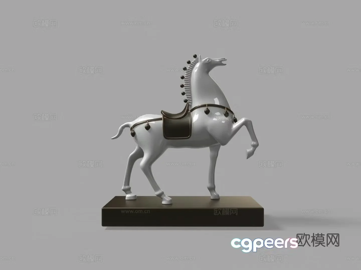 Modern white ceramic sculpture horse ornament 3d model