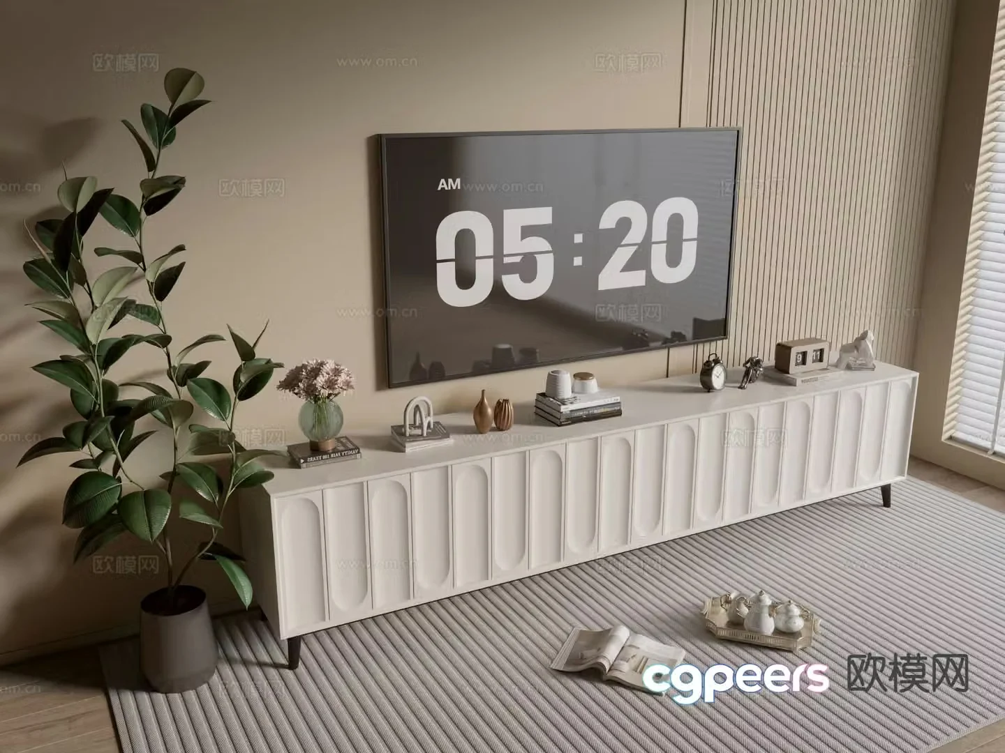 Cream style TV cabinet 3d model