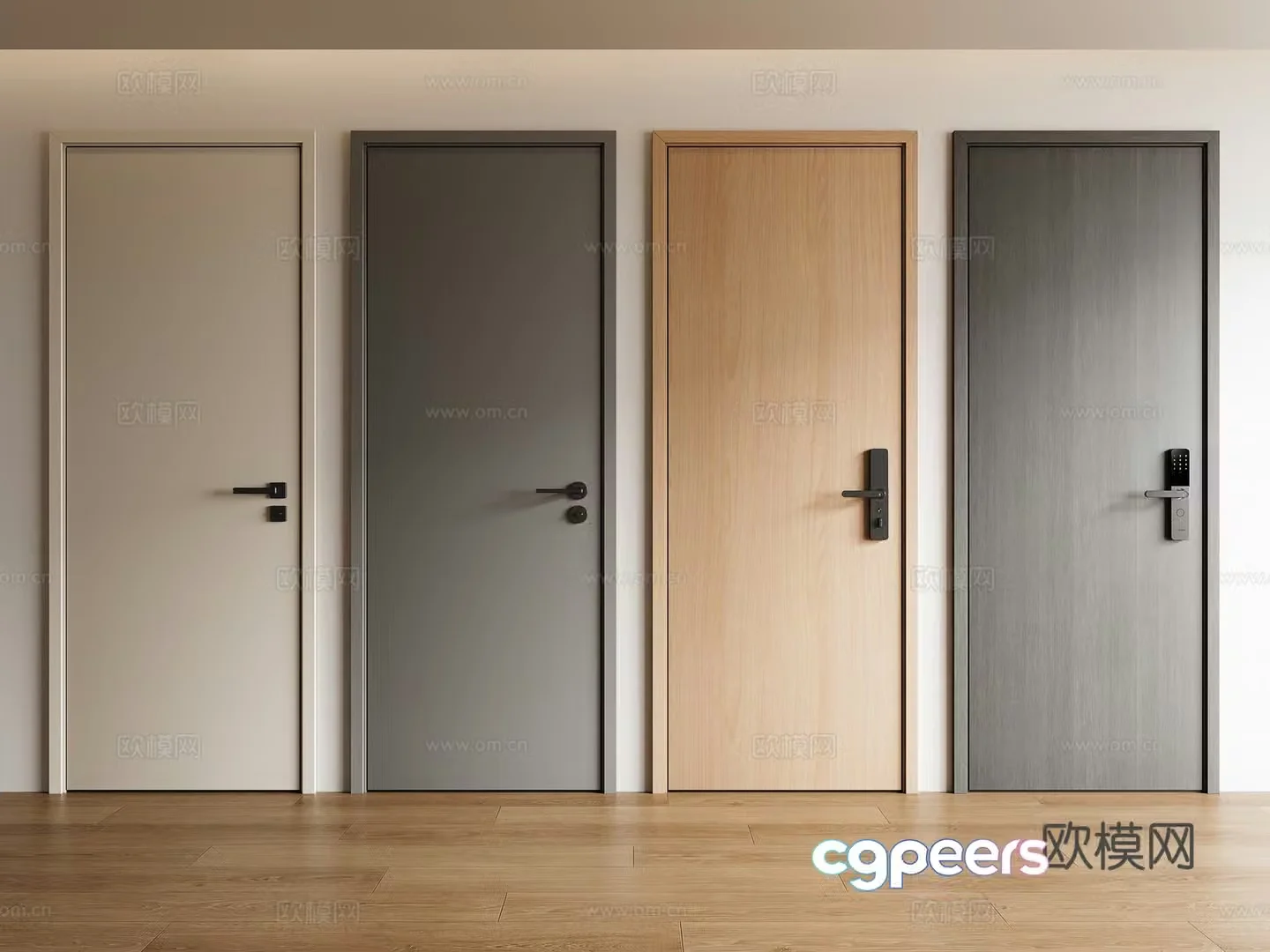 Room door bedroom door single door 3d model