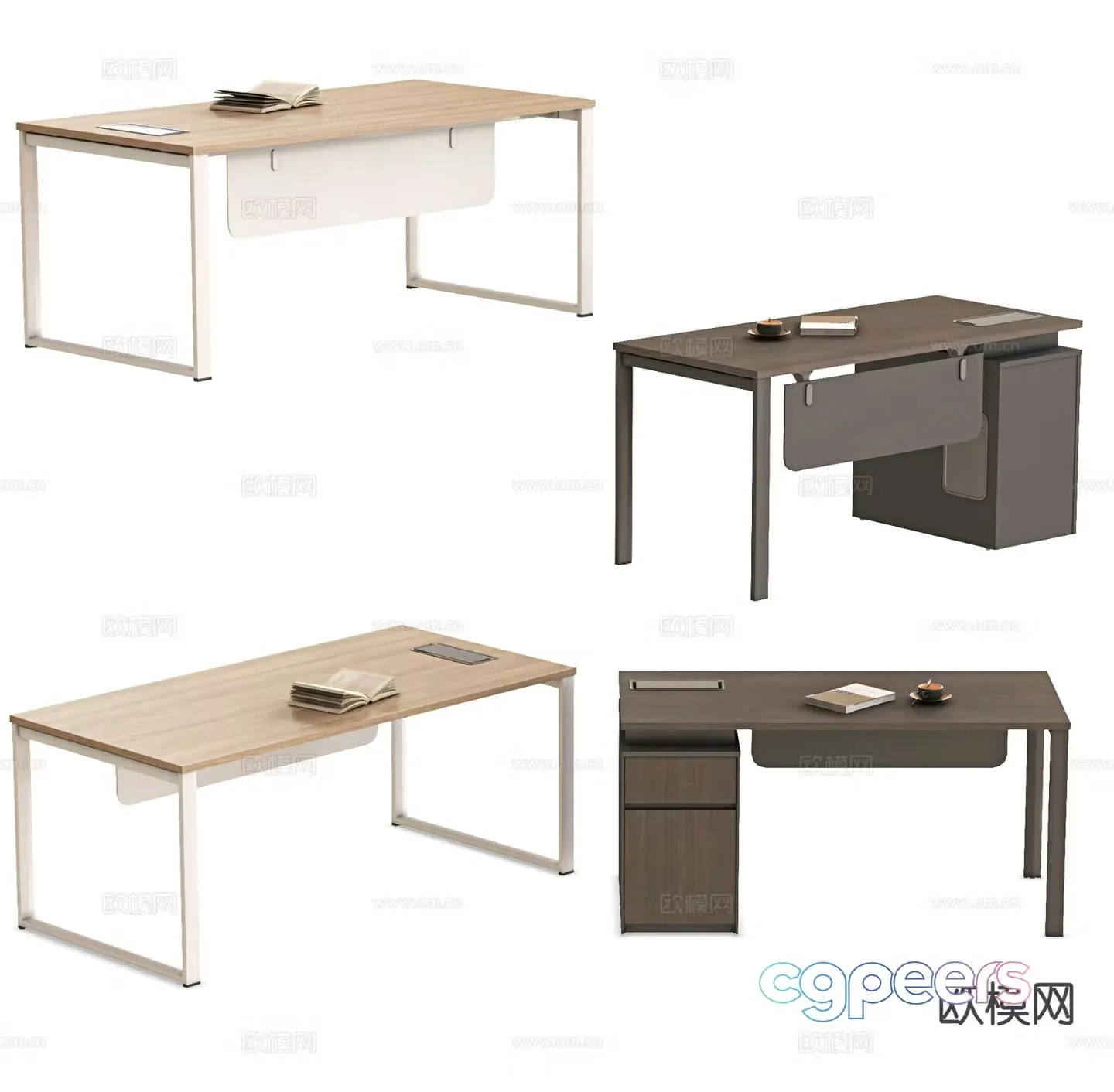 Desk table supervisor table office desk staff table 3d model