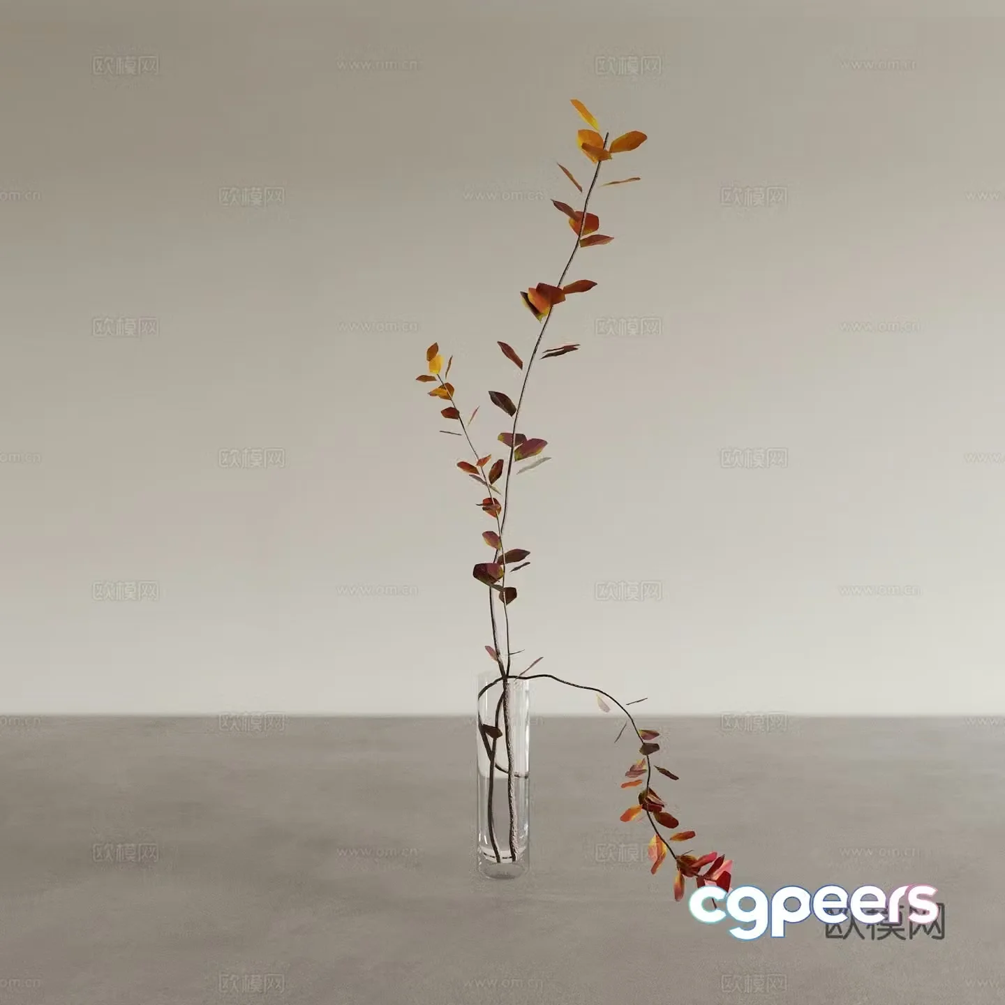 Modern dead branches vase flower art 3d model