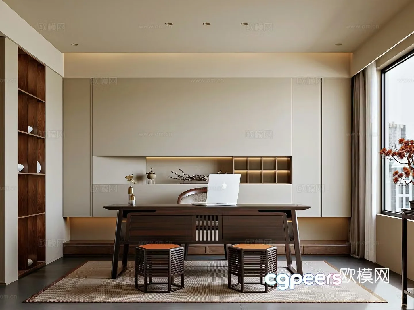 New Chinese style home study 3D model
