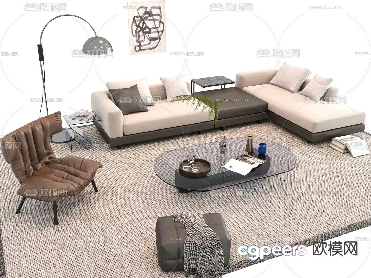 Corner sofa modular sofa 3d model