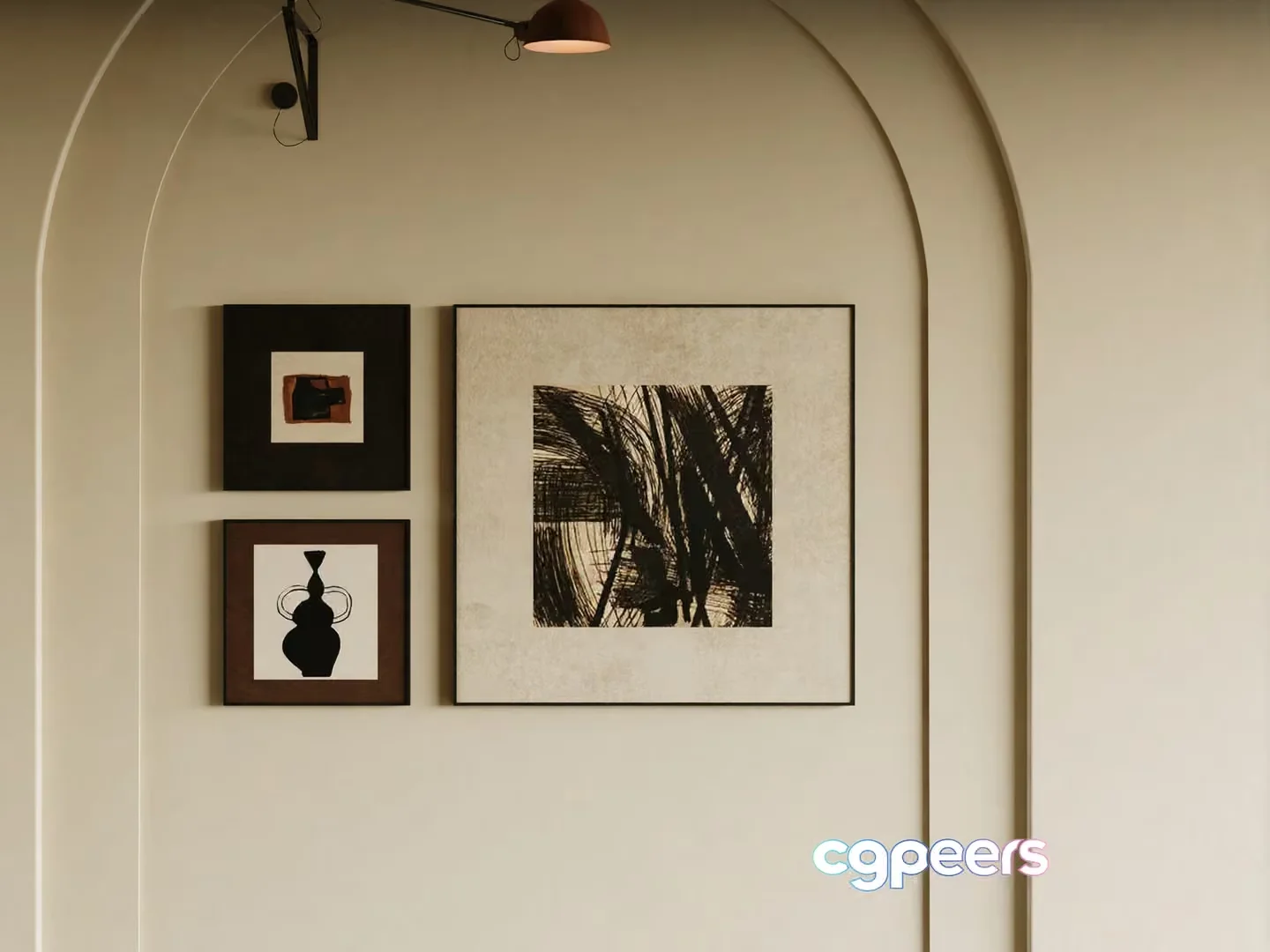 A Wall With Framed Artwork 3D Model – 13812 – CORONA Render