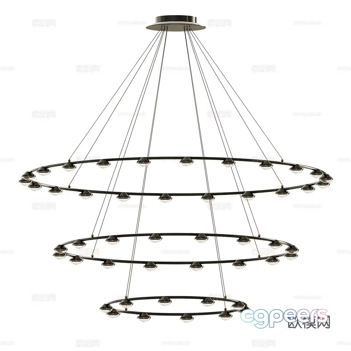 New Chinese style light luxury TORRES ring chandelier 3D model