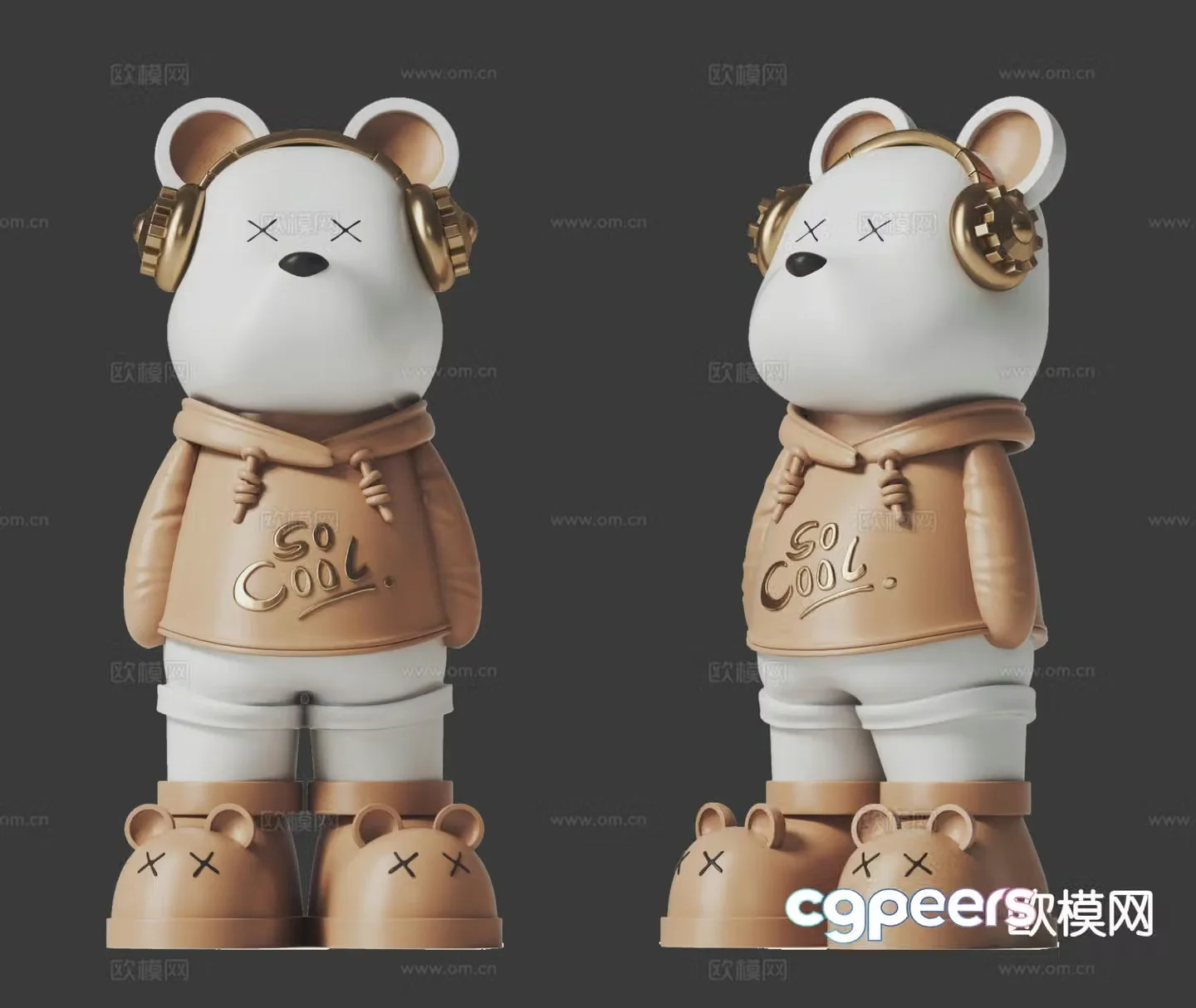 Violent Bear Trendy Toy Sculpture Doll Cartoon Ornament 3D Model