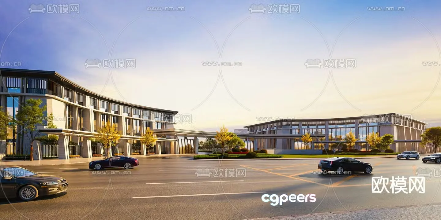 school school gate corridor 3d model