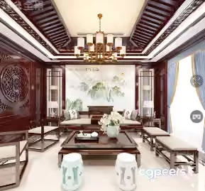 Traditional Living Room 3D Model – 8556 – VRAY Render