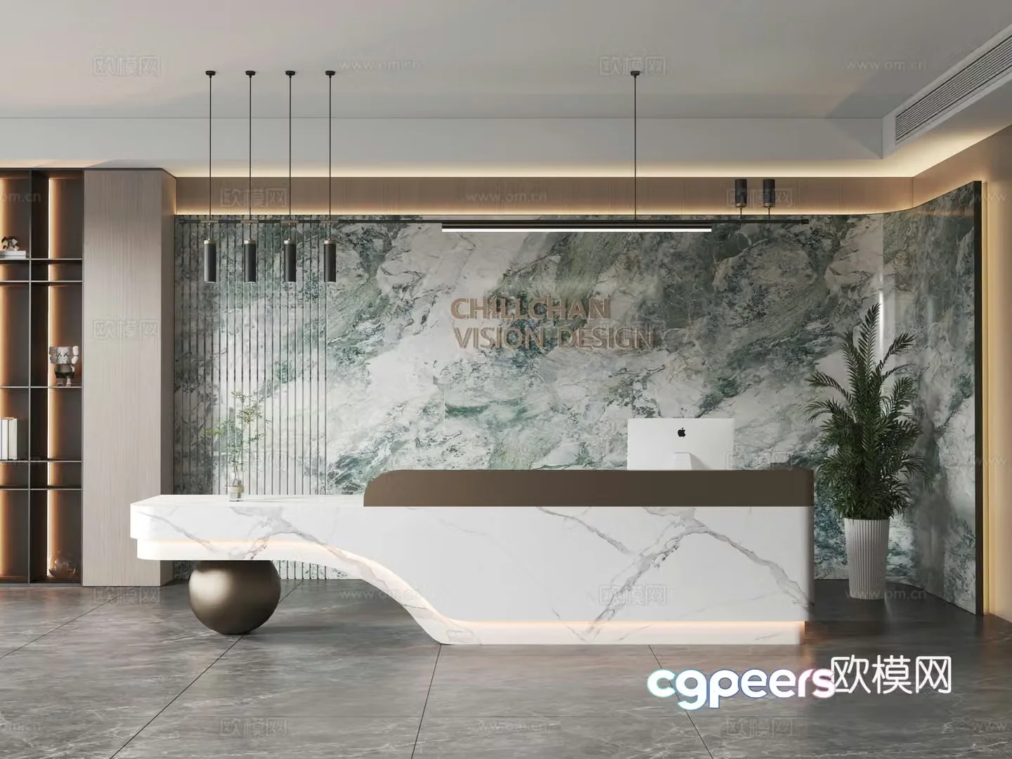 Modern company front desk 3D model