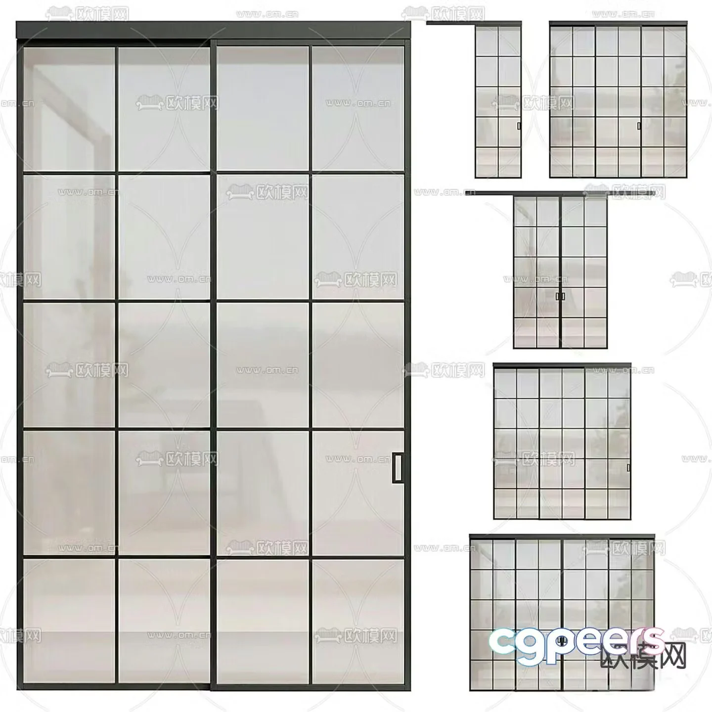 Sliding door hanging rail sliding door 3D model
