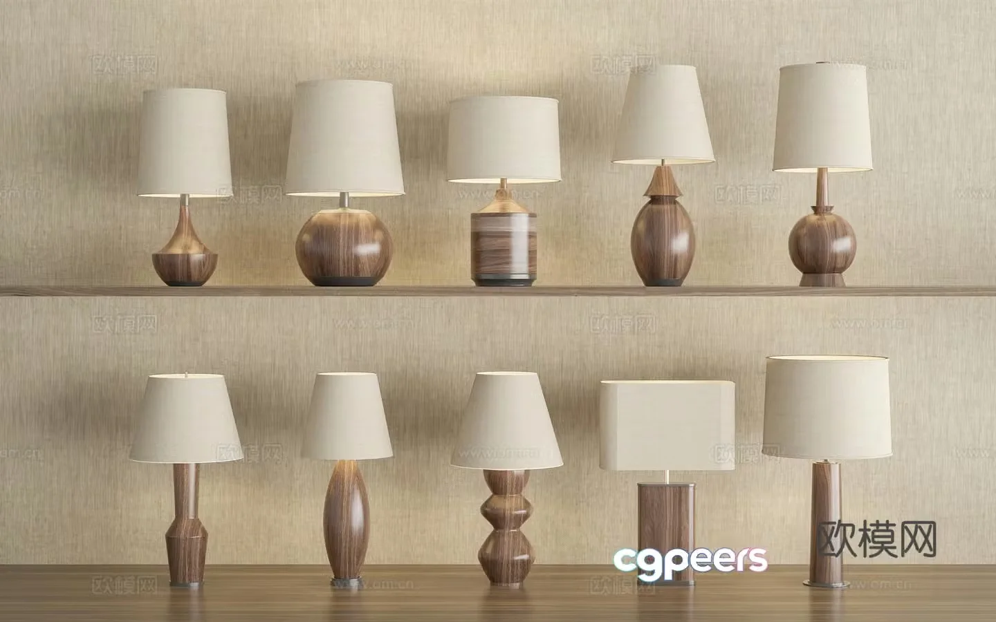 Wasabi Middle Ages Table Lamp Chinese Retro Table Lamp Solid Wood Table Lamp 3D Model