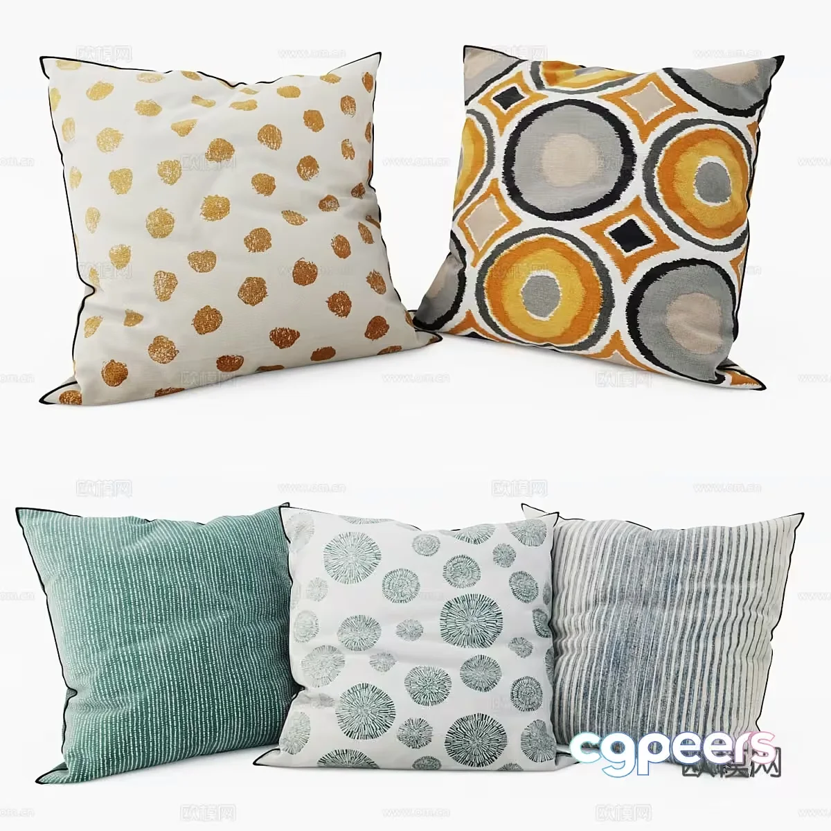 Four Throw Pillows 3D Model – 397 – VRAY Render