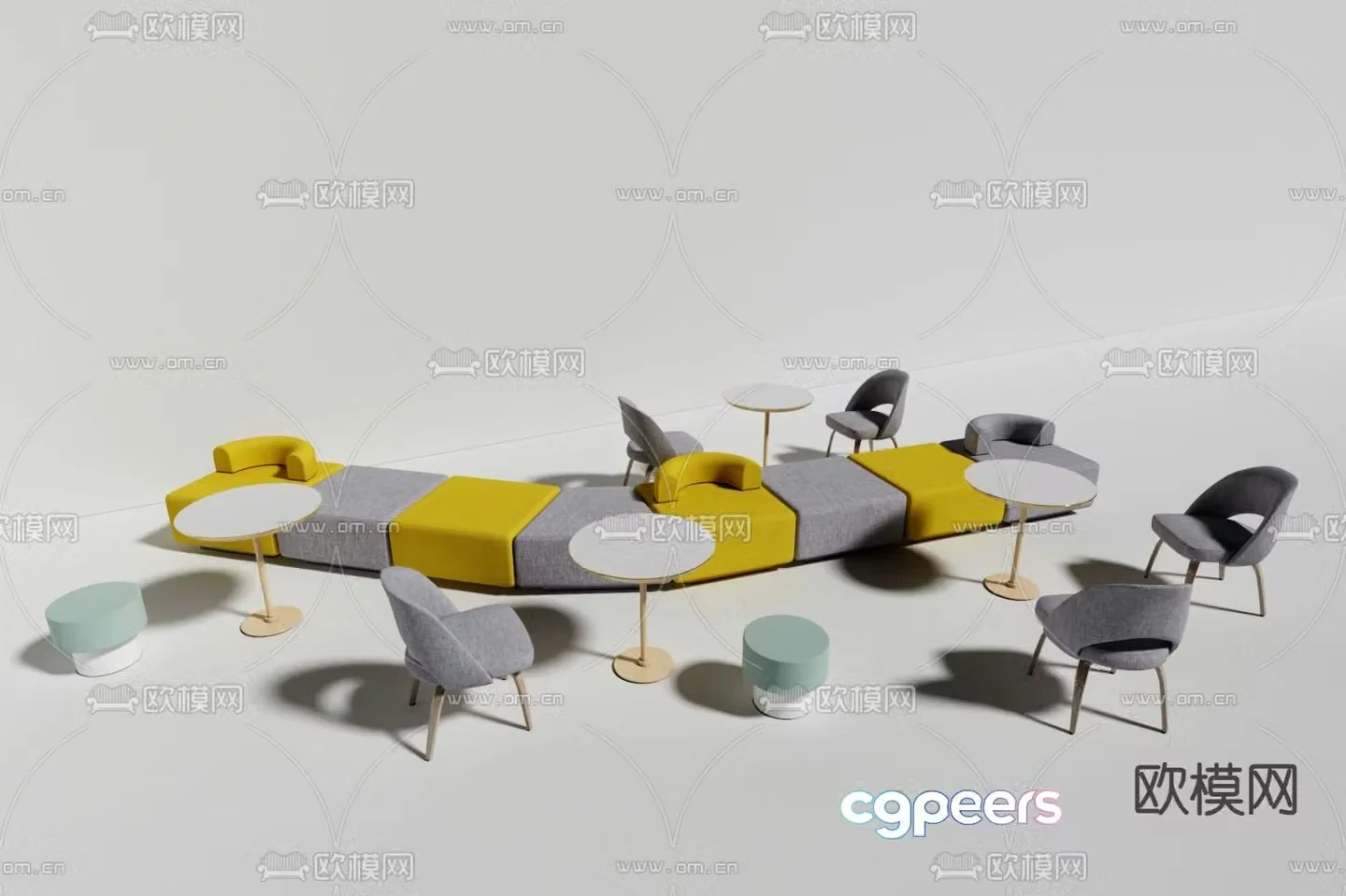 Office sofa lobby sofa public sofa 3d model
