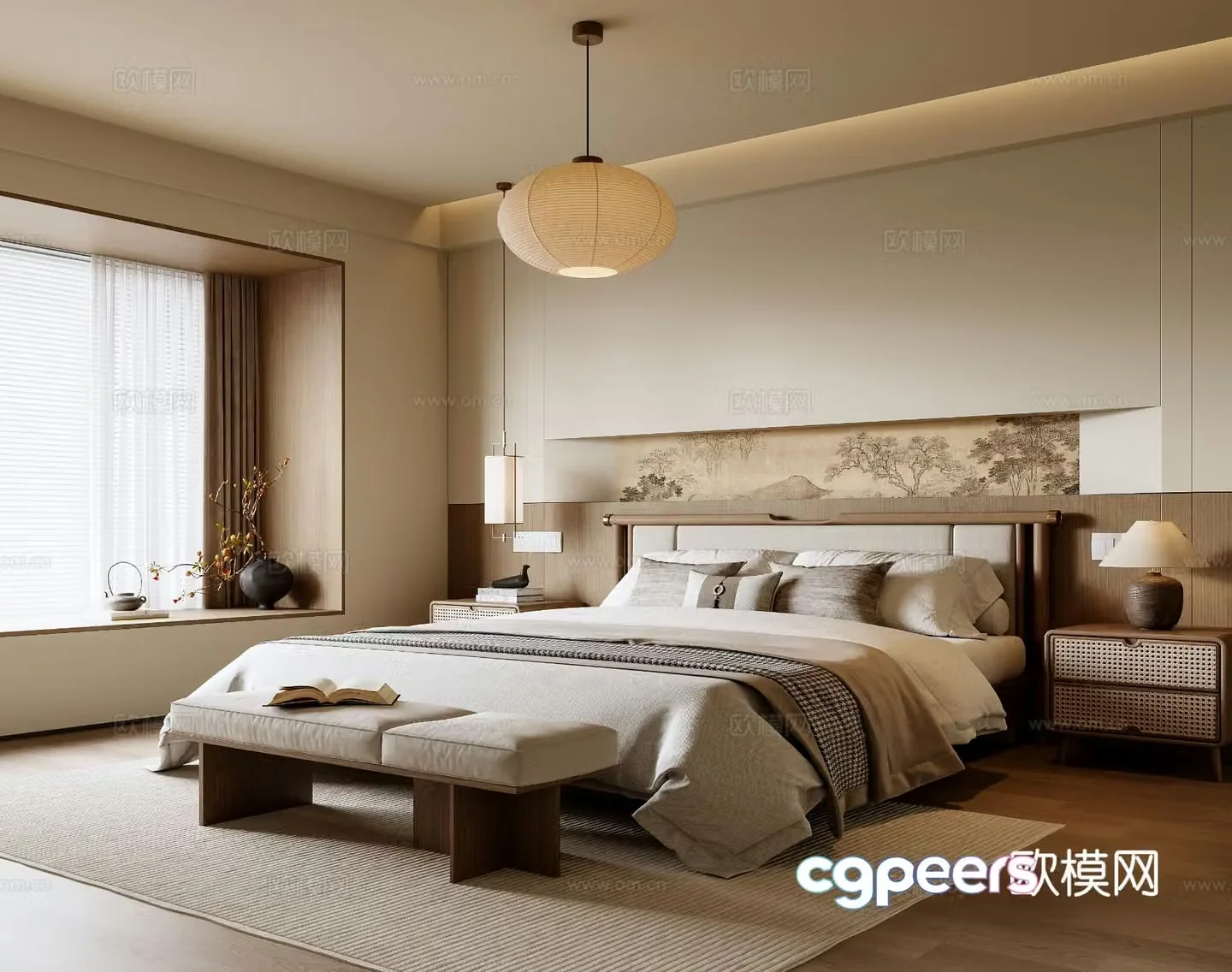 New Chinese style bedroom master bedroom 3D model