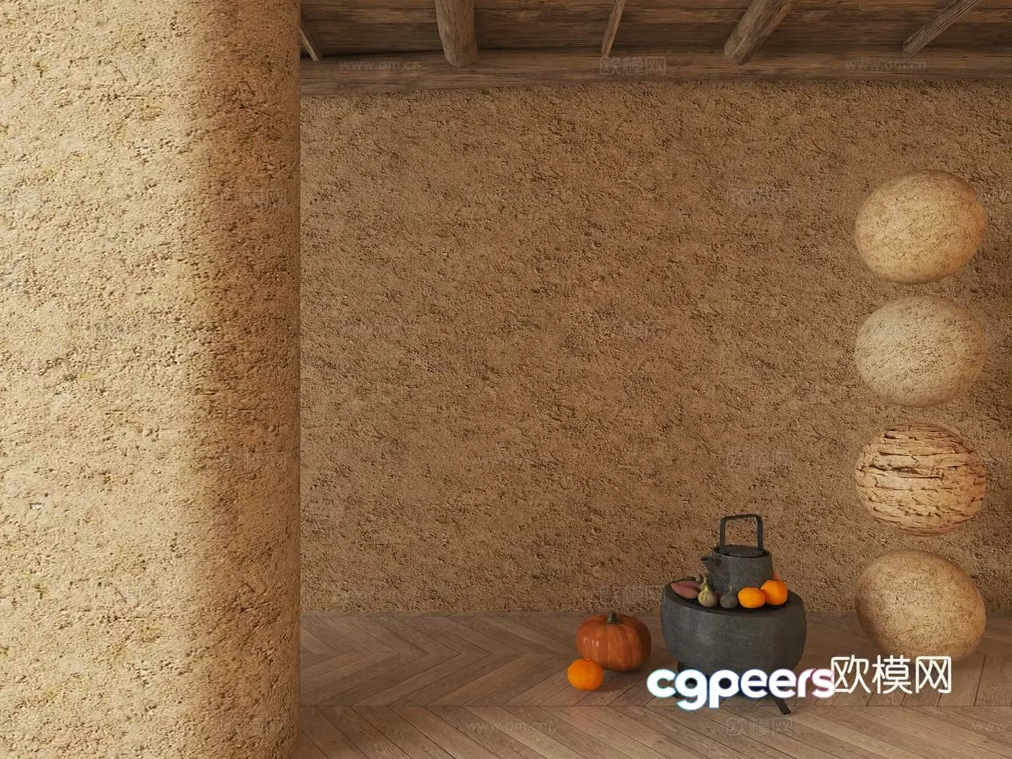 Modern rammed earth wall damaged wall adobe wall rammed earth broken wall old rammed earth wall industrial style 3D model