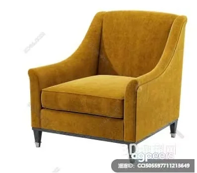 Gold Armchair 3D Model – 12602 – VRAY Render