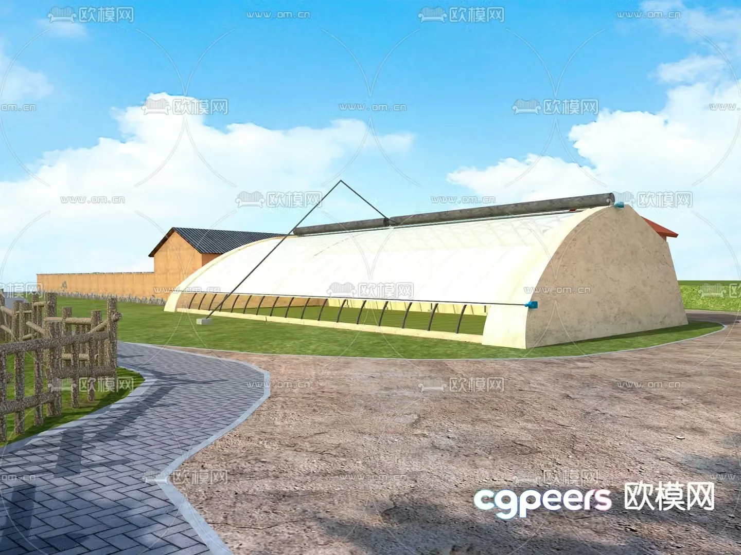 Rural livestock shed rural research base rural landscape 3D model