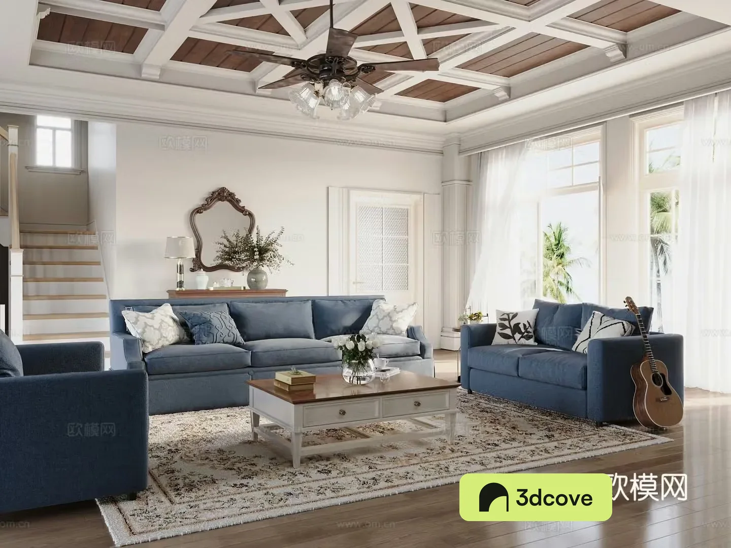American beach villa living room