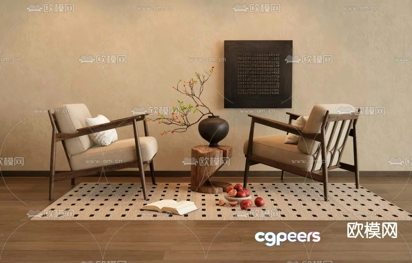 Wabi-sabi chair leisure chair 3d model
