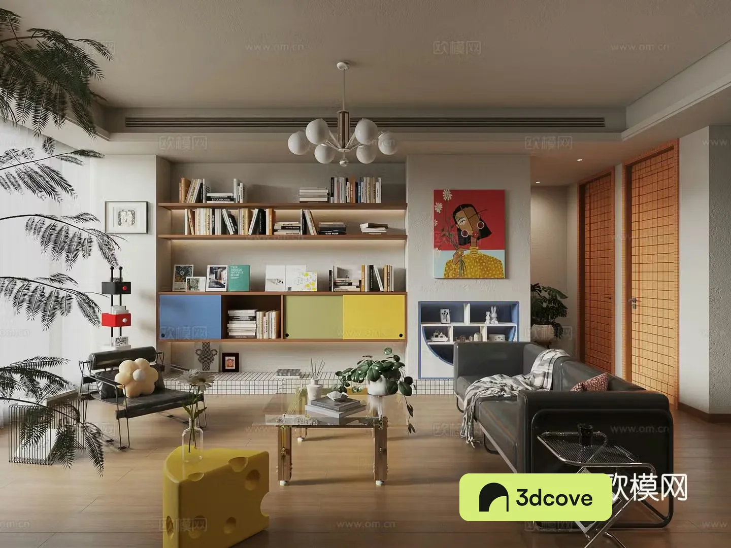 Modern living room Bauhaus living room dopamine living room retro living room