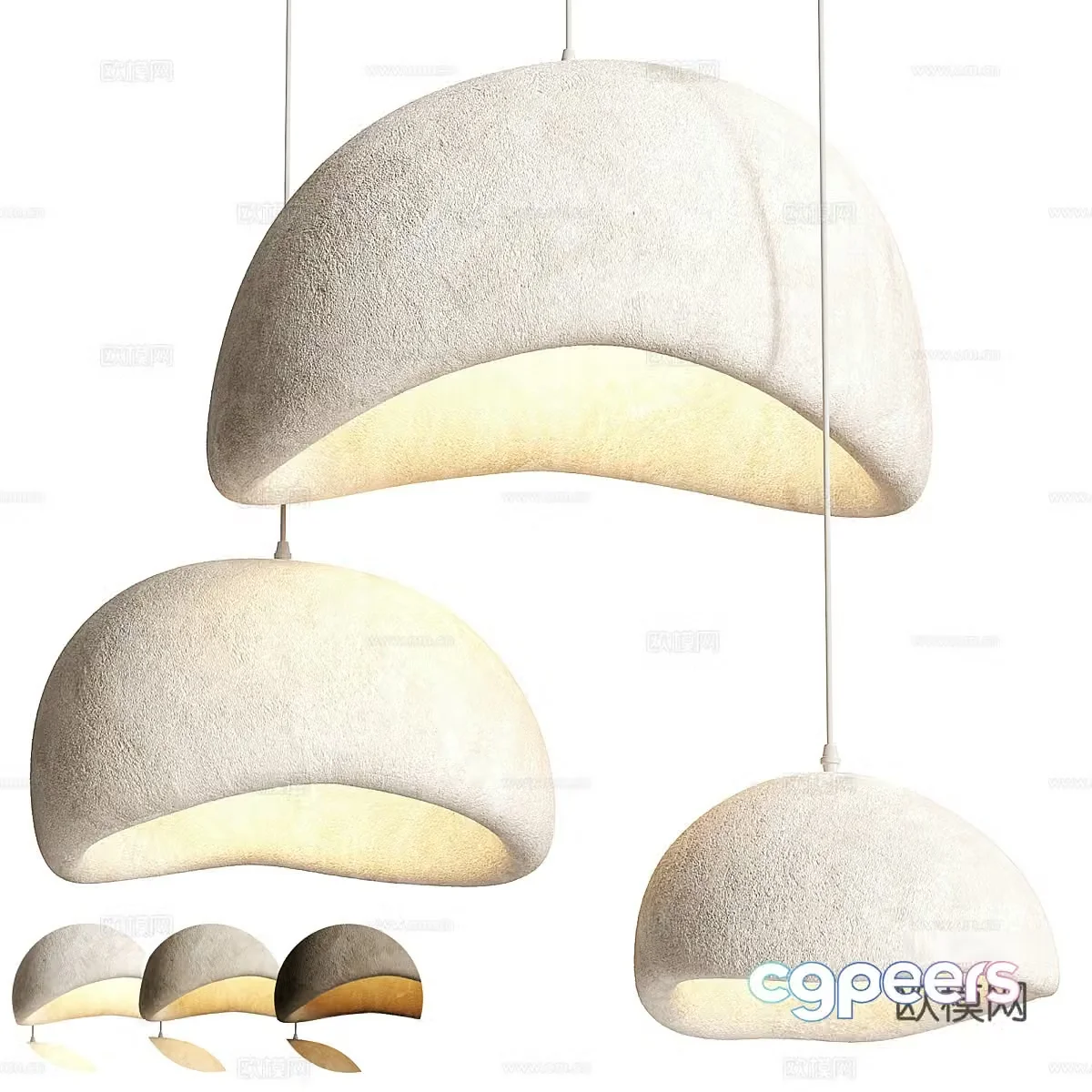 New Chinese style Wasabi ceramic decorative chandelier 3D model