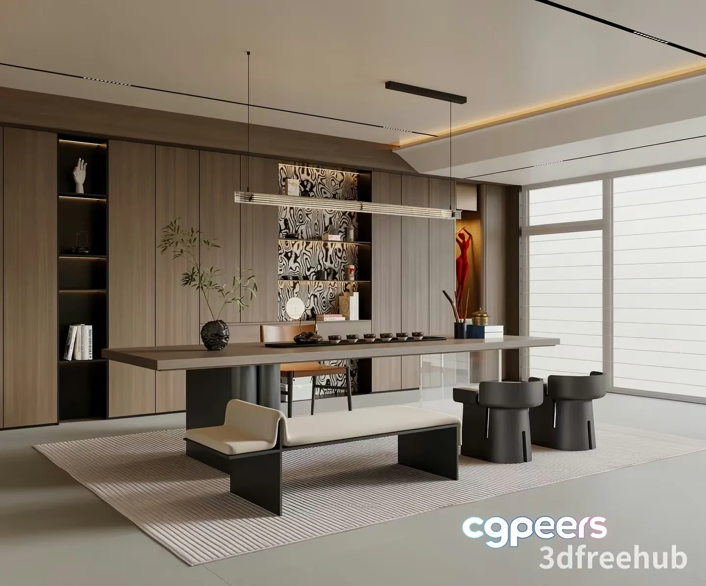 Cozy Modern Dining Room 3D Model – 19590 – VRAY Render