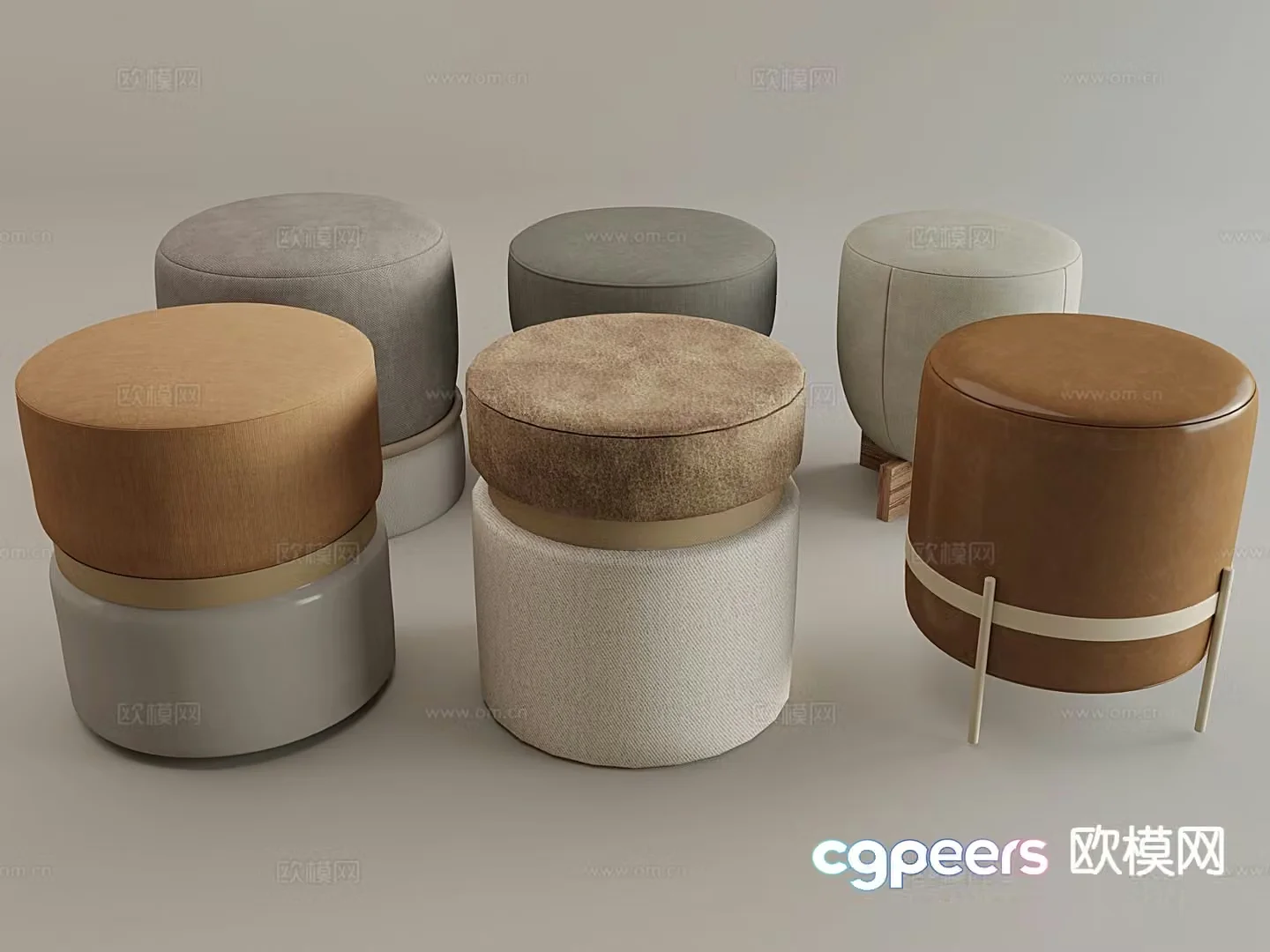 Modern stool round stool dressing stool makeup stool 3d model
