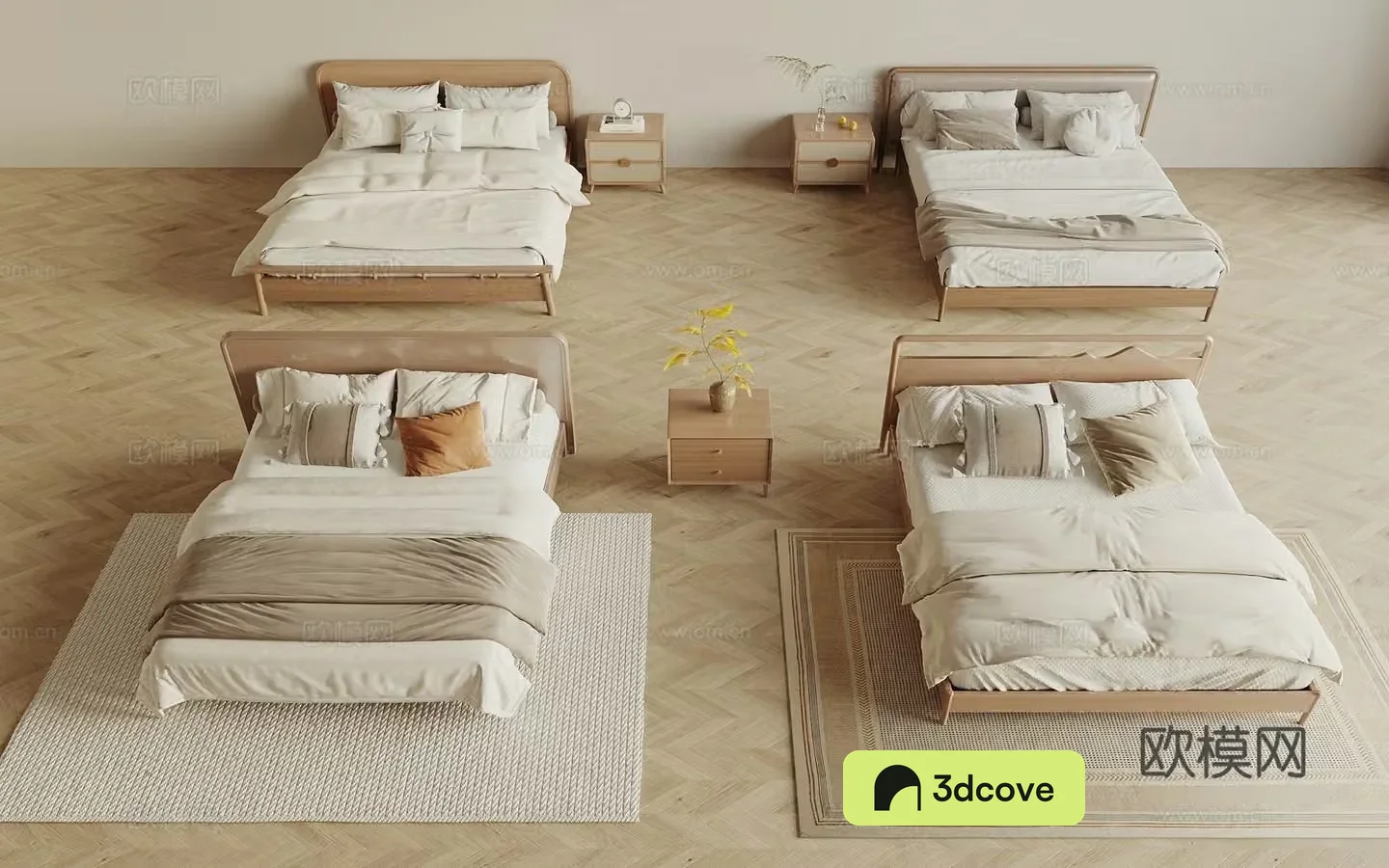 Wasabi Middle Ages Double Bed Wasabi Wind Double Bed Middle Ages Double Bed Master Bed Solid Wood Bed 3D Model