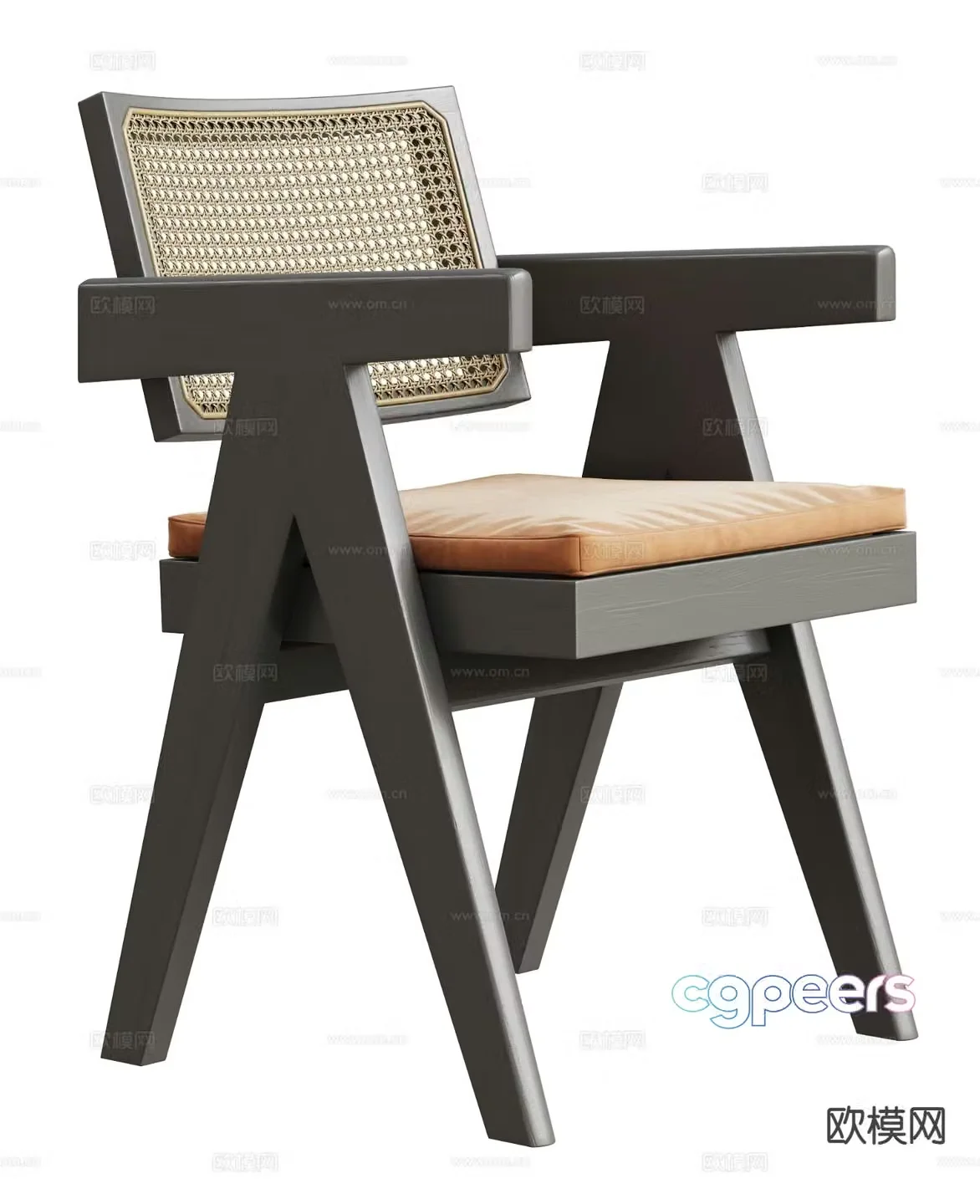 Wabiji rattan single chair dining chair 3d model