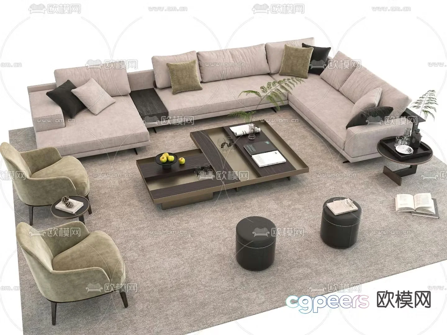 Modern sectional sofa 3d model