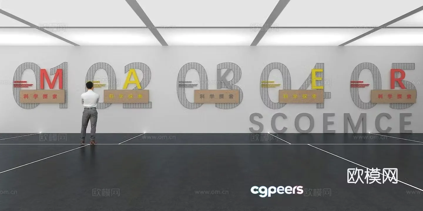Cultural wall Corporate culture wall Display wall Theme wall Exhibition hall Campus culture Corridor 3D model