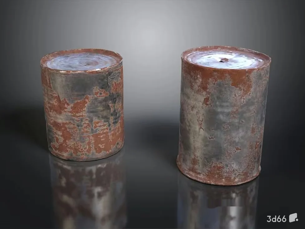 Rusty Metal Canisters 3D Model – 20320 – VRAY Render