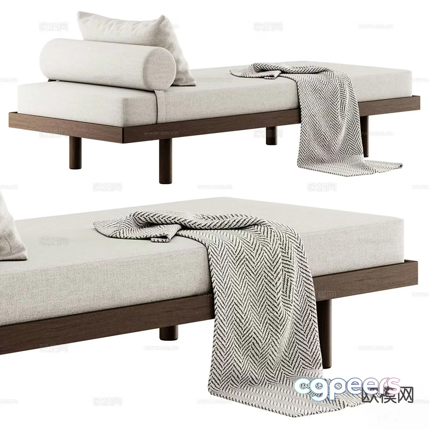 Modern footrest bedside stool 3d model