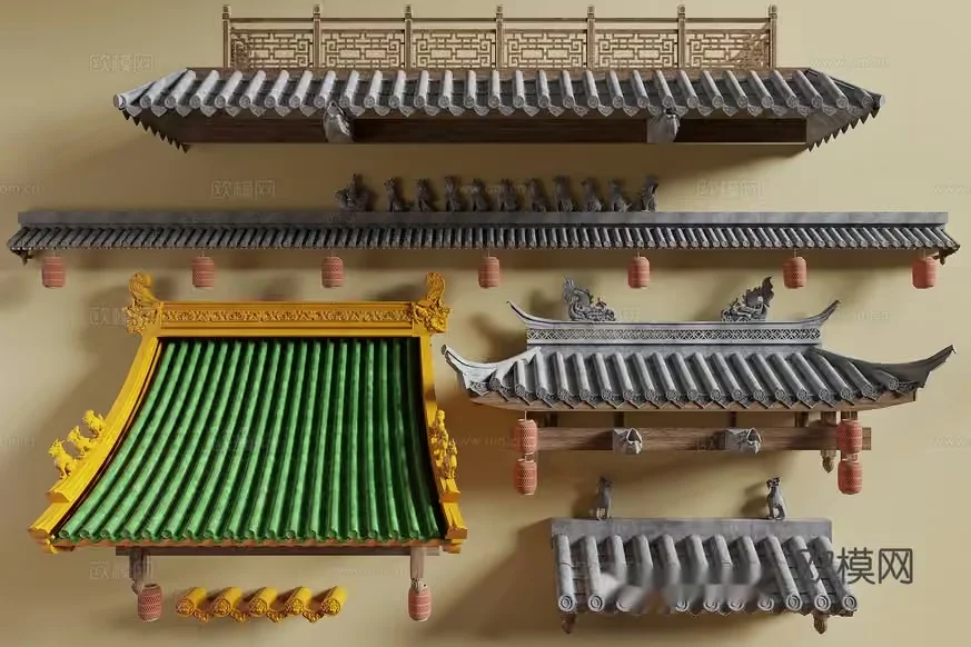 Traditional Chinese Roofing 3D Model – 1134 – CORONA Render