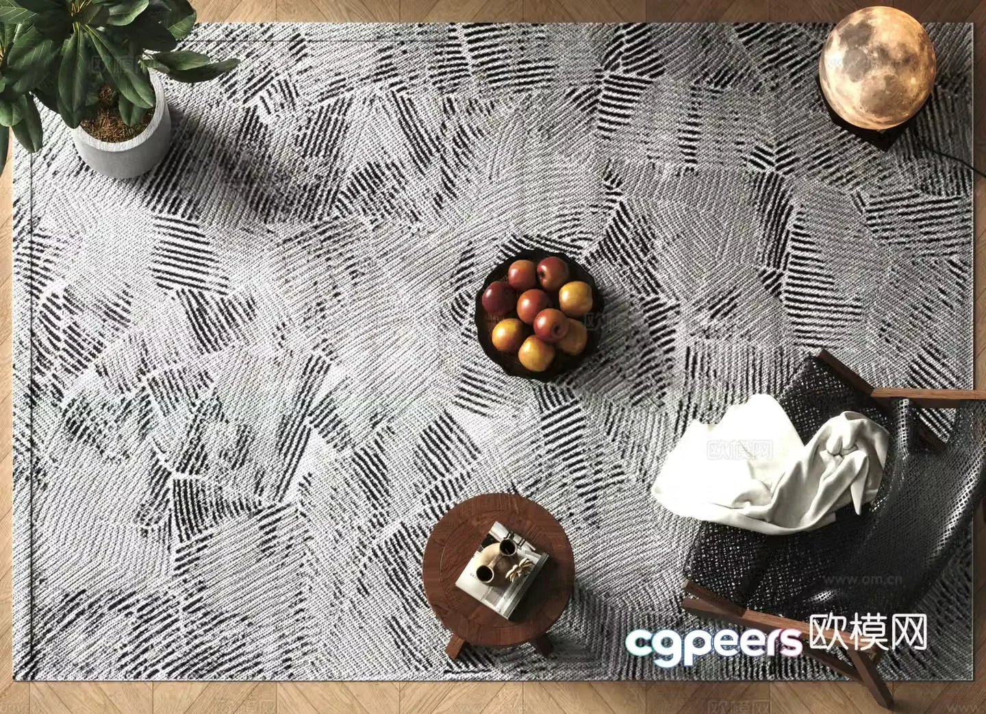 Modern square carpet 3d model