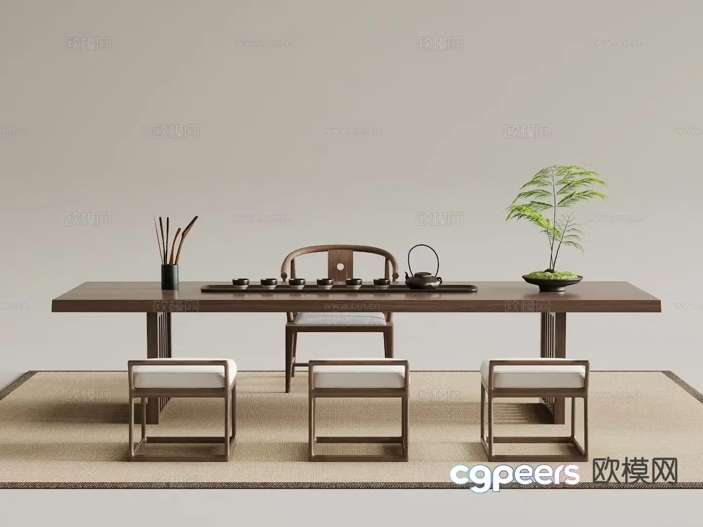 New Chinese style tea table tea table 3d model