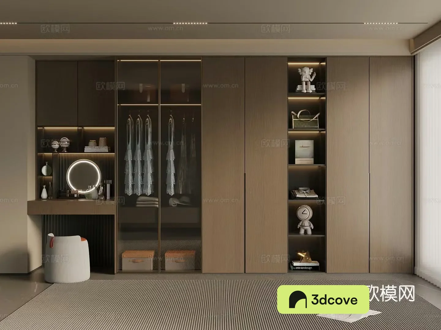 Middle Chinese style wardrobe master bedroom wardrobe dressing table