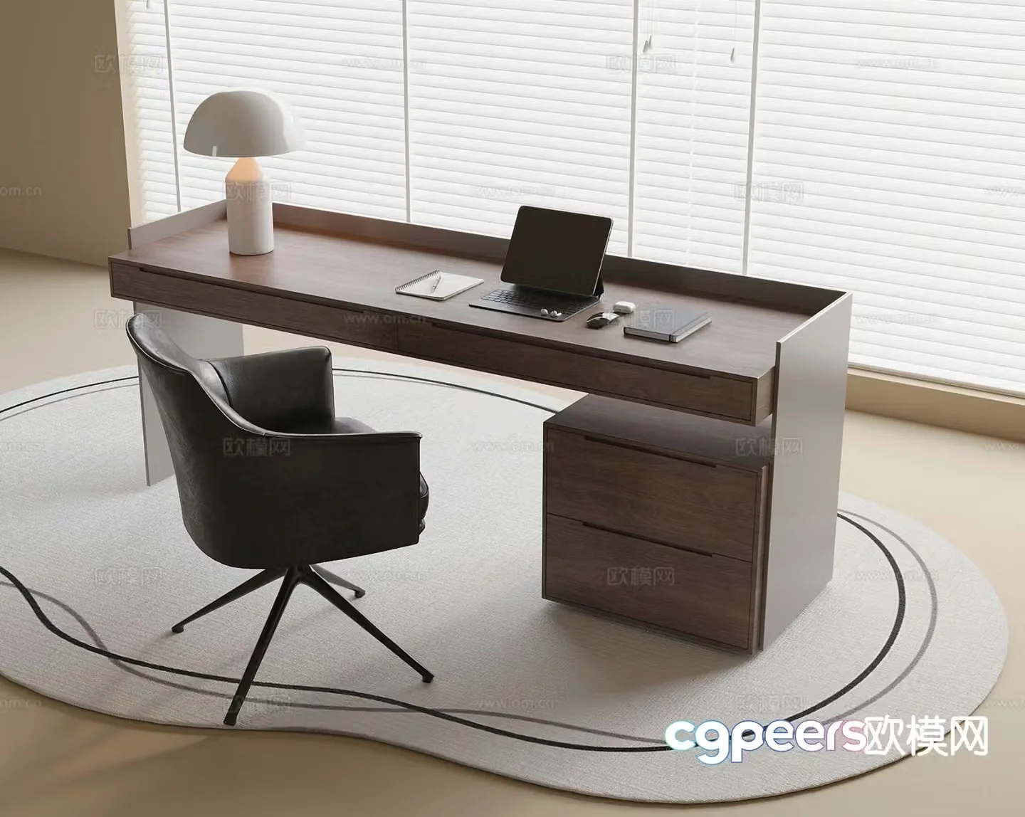 modern desk writing desk 3d model