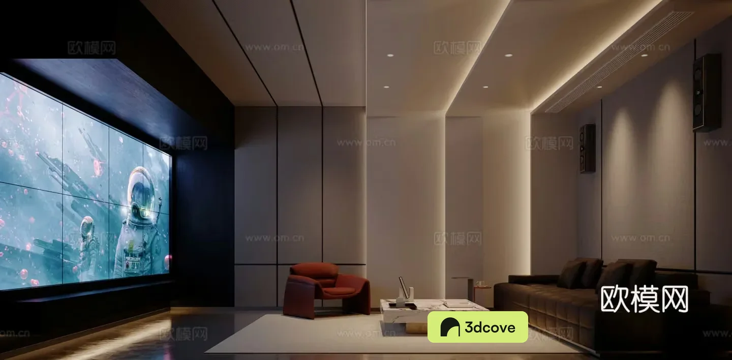 Modern audio and video studio movie room