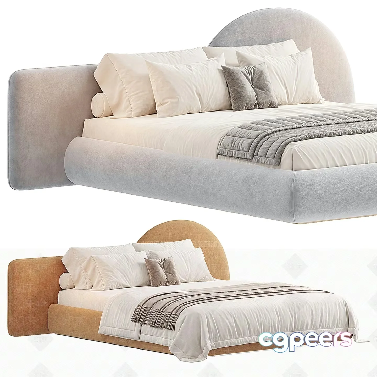 Modern Upholstered Beds 3D Model – 16944 – VRAY Render