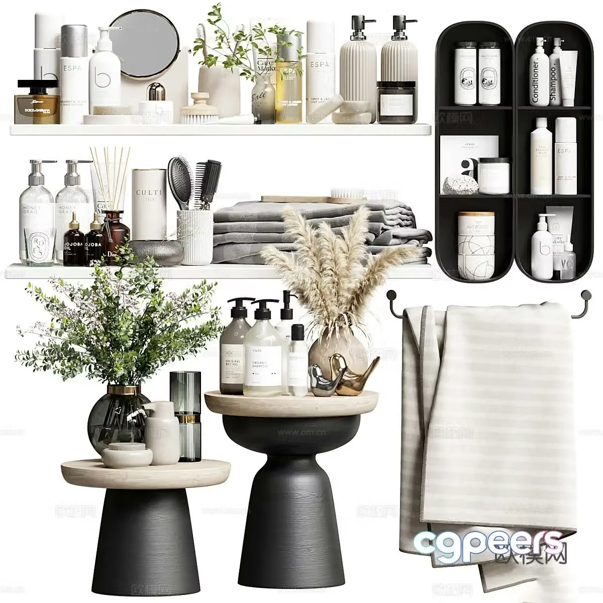 New Chinese style toiletries combination 3D model