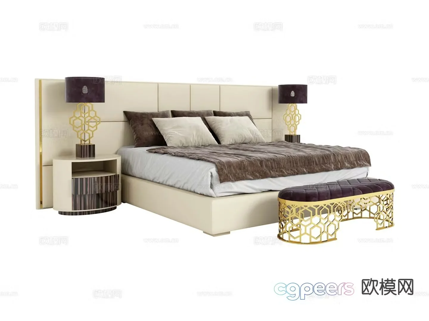 Longhi-Amy double bed 3d model