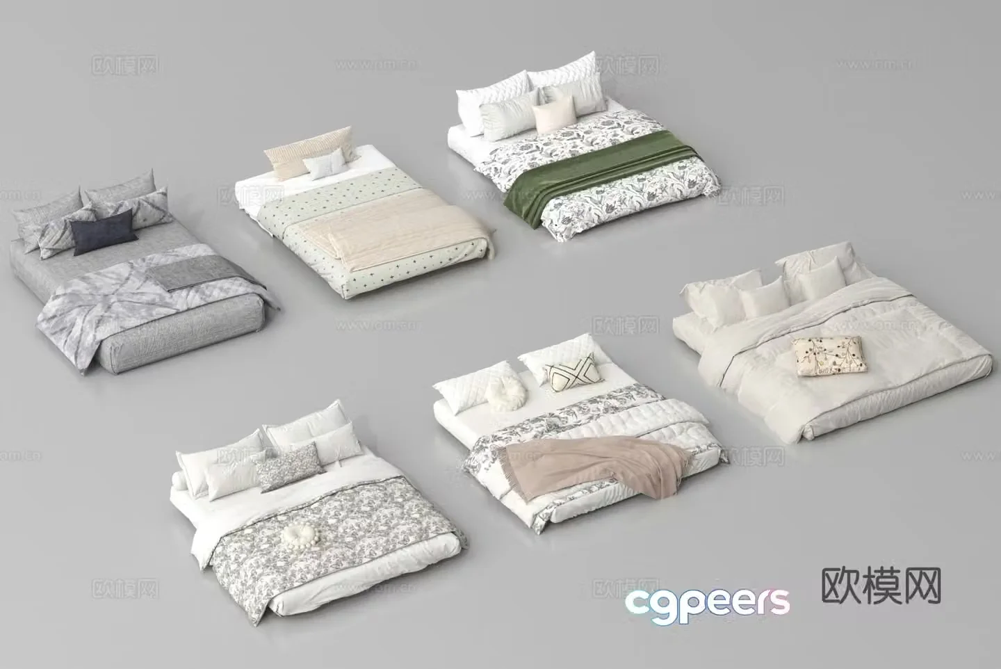 Double bed bedding tatami bed 3d model