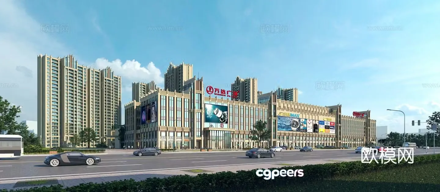 Modern commercial street shopping plaza Wanda Plaza modern commercial complex 3D model