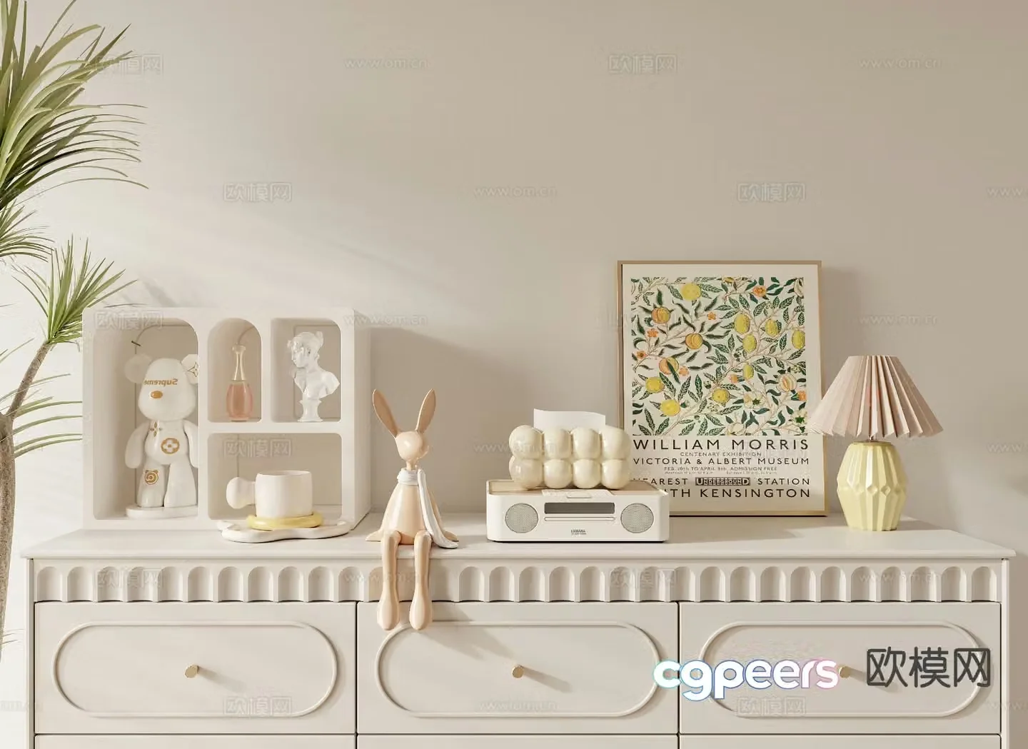 Cream style decorations table decorations paintings table lamps 3D model