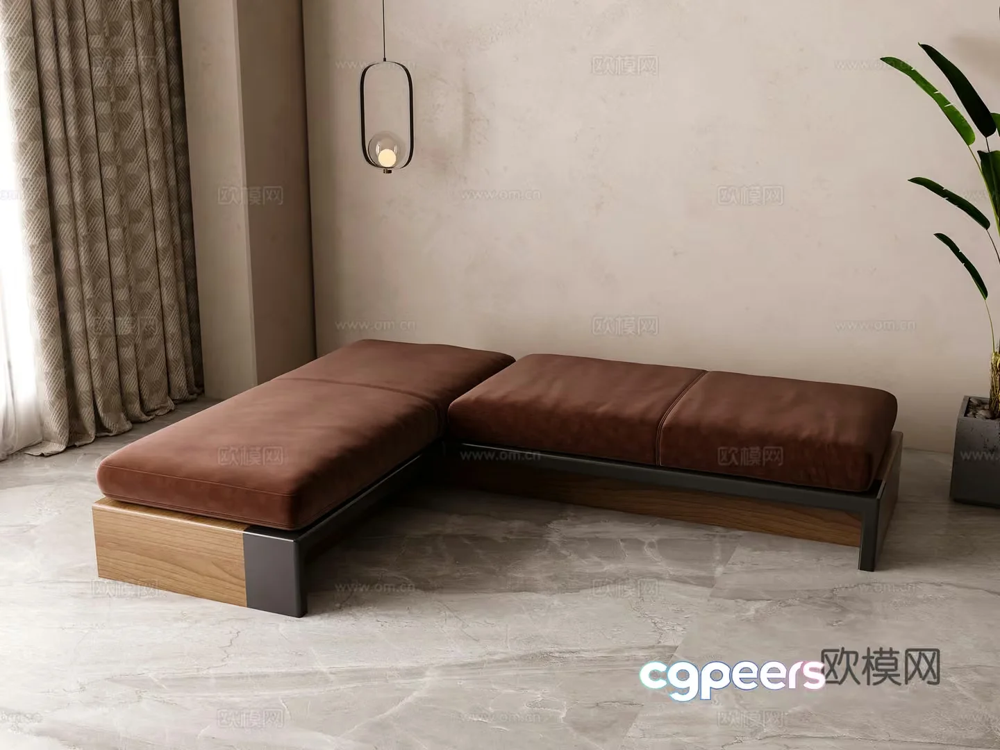 Modern L-Shaped Couch 3D Model – 21066 – VRAY Render