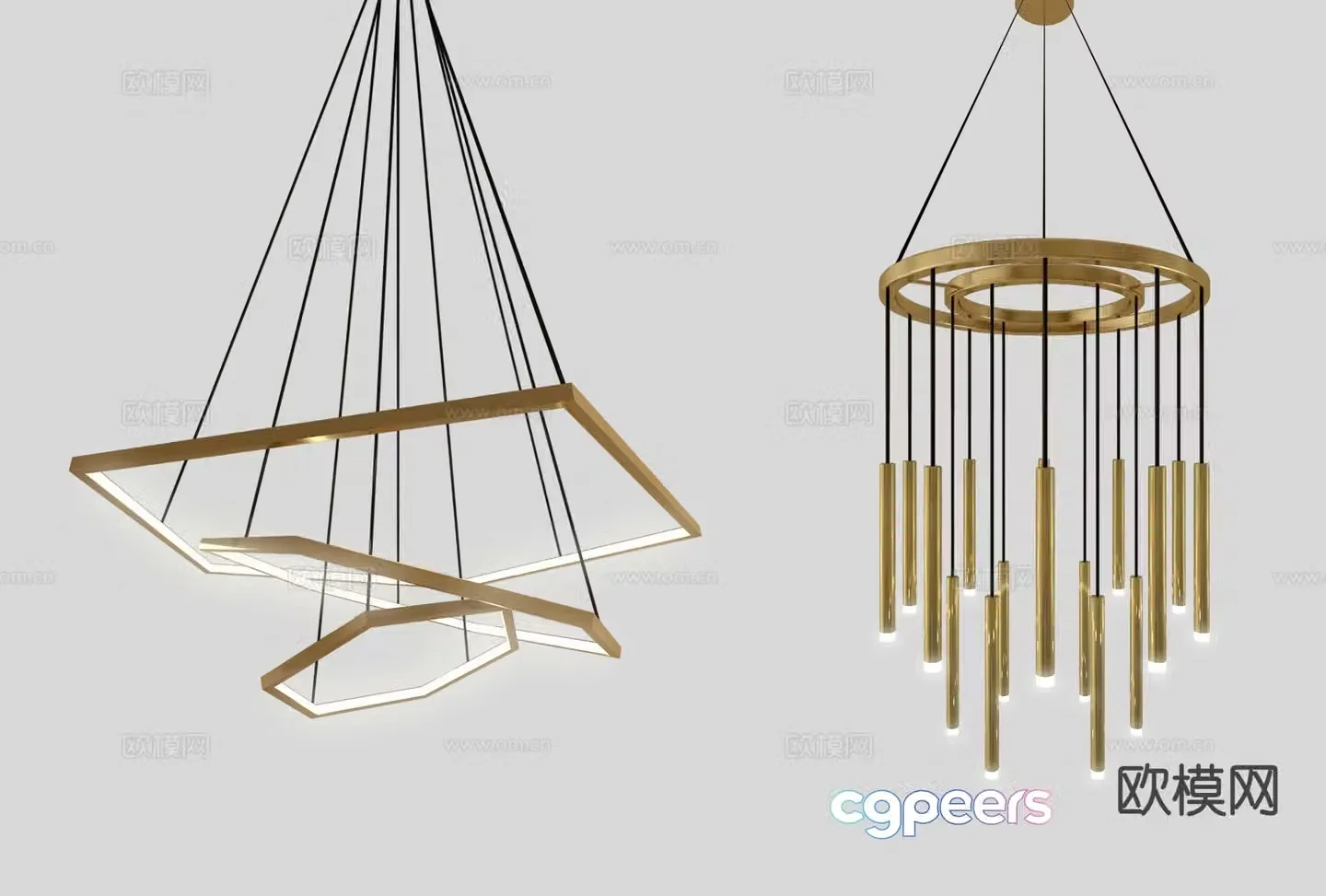 Modern metal chandelier 3d model