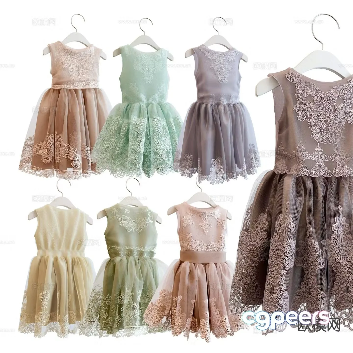 Modern clothing kids dress 3d model