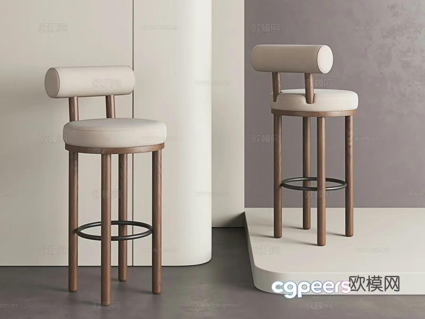Modern solid wood bar stool retro style bar stool medieval style bar stool minimalist bar stool 3D model