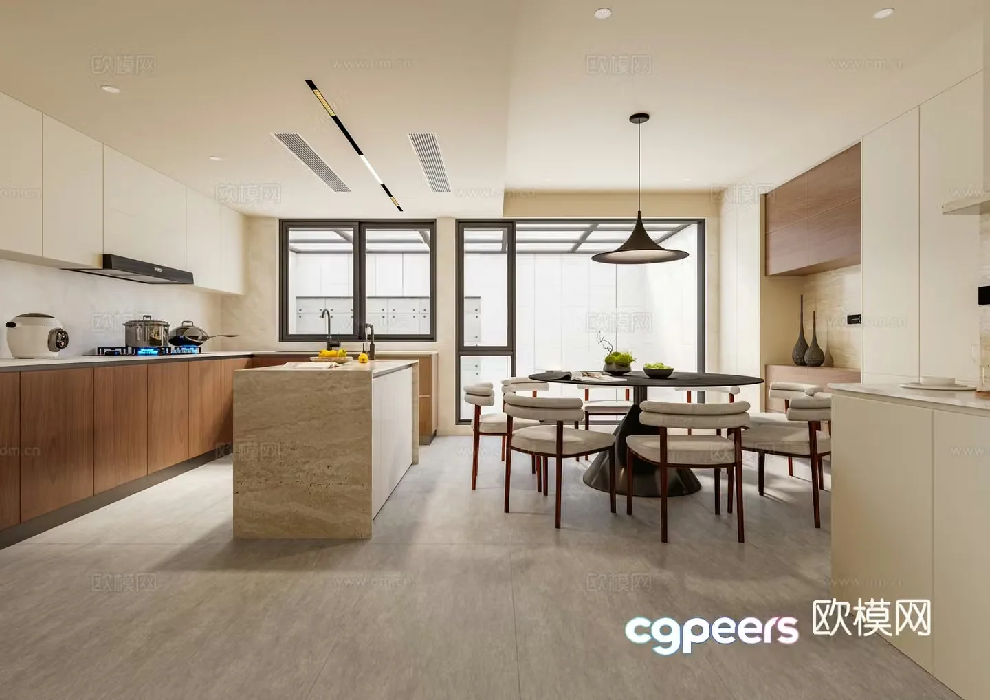 New Chinese restaurant kitchen 3d model